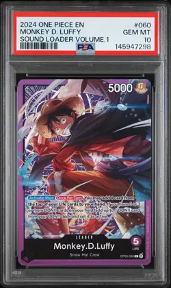 2024 ONE PIECE PROMOS SOUND LOADER VOLUME.1 #060 MONKEY D. LUFFY PSA 10 - Image 1