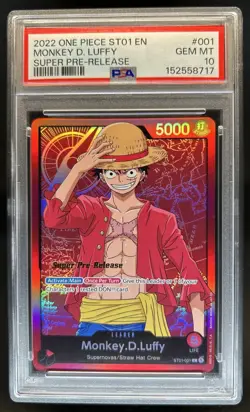2022 One Piece ST01 Super Pre-Release Monkey D Luffy #ST01-001 PSA 10 GEM MINT - Image 1