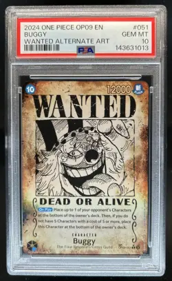 2024 One Piece Buggy Special Alt Art Wanted #OP09-051 PSA 10 - Image 1