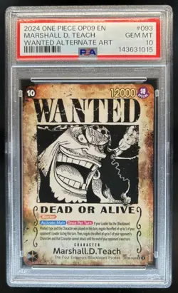 2024 One Piece Marshall.D.Teach Super Rare Wanted Alt Art #OP09-093 PSA 10 - Image 1