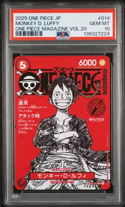 2025 ONE PIECE JPN PROMOS ONE PIECE MAGAZINE VOL.20 #014 MONKEY D. LUFFY PSA 10 - Image 1