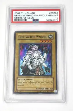 2007 YuGiOh Gene-Warped Warwolf STON-EN001 Strike of Neos Super Rare PSA 10 - Image 1