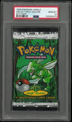 1999 Pokemon Jungle Unlimited Booster Pack Scyther NEW SEALED GRADED PSA 10 - Image 1