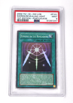 2002 YuGiOh LOB Swords of Revealing Light LDB-P101 1st Edition- Portuguese PSA 9 - Image 1