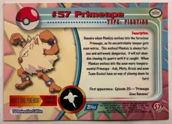 Primeape #57 - 1999 Topps Pokemon - Image 2