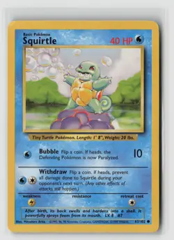 Squirtle #63/102 Base Set Pokemon TCG MP - Image 1