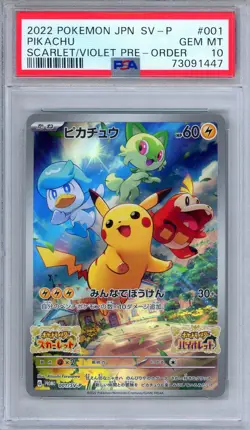 PSA 10 Pikachu 001/SV-P Scarlet Violet Pre-Order Promo Japanese Pokemon - Image 1