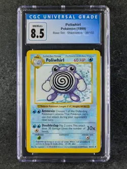 1999 Pokemon POLIWHIRL #38/102 Base Set Shadowless Uncommon English CGC 8.5 - Image 1