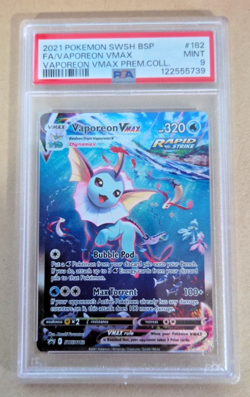 2021 Pokemon SWSH #182 Vaporeon Vmax Black Star Promo PS 9 - Image 1