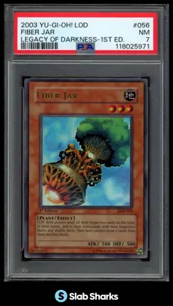 2003 YU-GI-OH! LEGACY OF DARKNESS 1ST EDITION LOD-056 FIBER JAR NM PSA 7 - Image 1