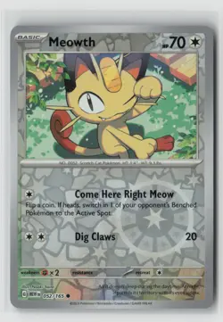 Meowth #052/165 Sv Scarlet & Violet 151 Reverse Holo Pokemon TCG NM - Image 1