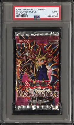 2003 Konami/Upper Deck YUGIOH Magician's Force PSA 9 Foil Booster Pack MINT! - Image 1