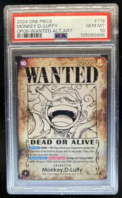 2024 One Piece Monkey D Luffy Wanted Alternate Art #OP05-119 PSA 10 GEM MINT - Image 1