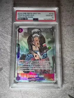 2024 ONE PIECE OP07-500 YEARS IN THE FUTURE TREASURE RARE TRAFALGAR LAW PSA 10 - Image 1
