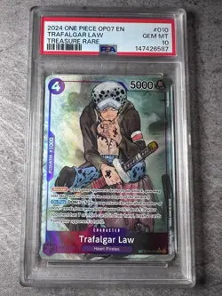 2024 ONE PIECE OP07-500 YEARS IN THE FUTURE TREASURE RARE TRAFALGAR LAW PSA 10 - Image 2
