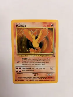Pokemon Moltres Fossil Holo Rare 12/62 70 HP Vintage 1999 TCG Card - Image 1