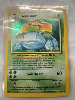 Venusaur 1999 Holo Black Star Card 15/102 Pokemon Card Base Set - Image 1