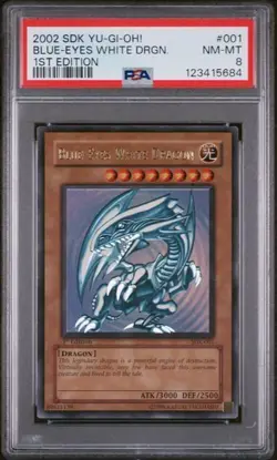 2002 Yu-Gi-Oh! Blue-Eyes White Dragon SDK-001 Ultra Rare PSA 8 1st Edition - Image 1