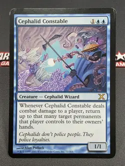 MTG Cephalid Constable- DAMAGED -10th Edition Magic the Gathering Card #072 - Image 1