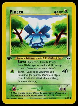 Pokemon Neo Discovery 61/75 Pineco 1st Edition Pokemon Card - Image 1