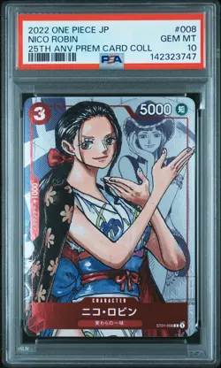 2022 ONE PIECE JPN 25TH ANV PREM CARD COLL #008 NICO ROBIN PSA 10 - Image 1