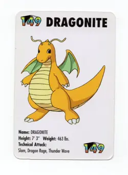 Dragonite #149 KFC Pokemon mini card promo 1998 - Image 1