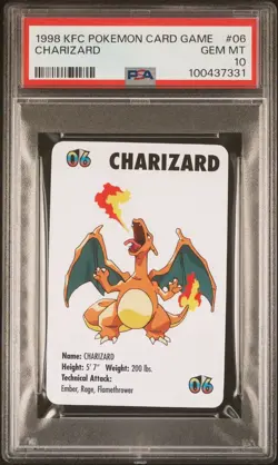 Charizard #06 Pokemon Trading Card Game Mini KFC 1998 Nintendo WOTC PSA 10 - Image 1
