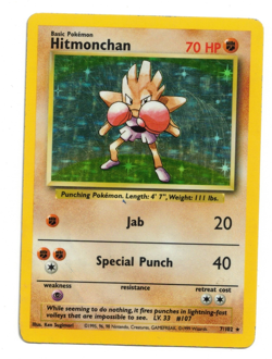 Pokemon Card: Hitmonchan HOLO 7/102 Base Set Vintage Rare! PL - Image 1