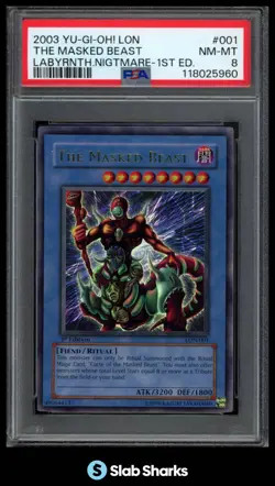 2003 YU-GI-OH! LABYRINTH OF NIGHTMARE 1ST EDITION THE MASKED BEAST LON-001 PSA 8 - Image 1