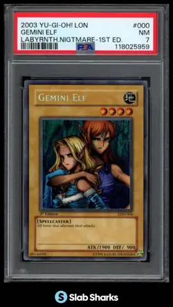 2003 YU-GI-OH! LABYRINTH OF NIGHTMARE 1ST EDITION LON-000 GEMINI ELF PSA 7 - Image 1