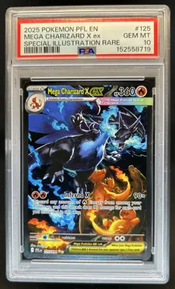 2025 Pokemon PFL Mega Charizard X ex Special Illustration Rare #125/094 PSA 10 - Image 1