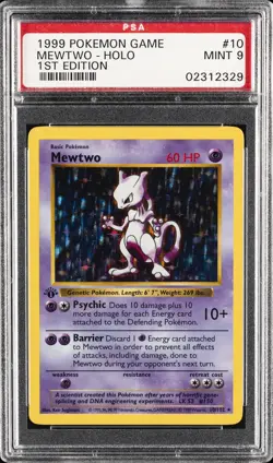 1999 POKEMON BASE SET 1ST EDITION #10 MEWTWO-HOLO PSA 9 - Image 1