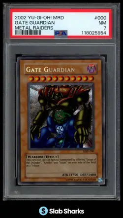 2002 YU-GI-OH! METAL RAIDERS MRD-000 GATE GUARDIAN SECRET RARE PSA 7 - Image 1