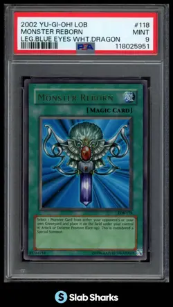 2002 YU-GI-OH! LEGEND OF BLUE EYES WHITE DRAGON MONSTER REBORN LOB-118 PSA 9 - Image 1