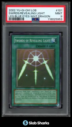 2002 YU-GI-OH! LEGEND OF BEWD SWORDS OF REVEALING LIGHT LOB-101 PSA 9 - Image 1