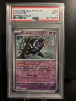 PSA 9 MINT Pokemon Twilight Masquerade Munkidori Reverse Holo #095/167 - Image 1