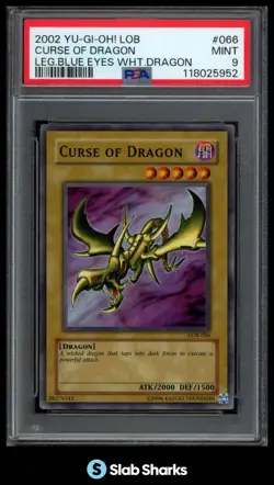 2002 YU-GI-OH! LEGEND OF BLUE EYES WHITE DRAGON CURSE OF DRAGON LOB-066 PSA 9 - Image 1