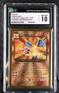 2021 Pokemon Celebrations - Charizard 4/102 Gold Metal Promo - CGC Gem Mint 10 - Image 3