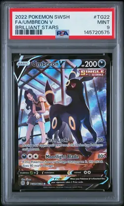 2022 POKEMON SWORD & SHIELD BRILLIANT STARS #TG22 FULL ART/UMBREON V PSA 9 - Image 1