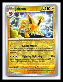 🔥 Pokemon 2023 TCG JOLTEON Scarlet & Violet 151 # 135/165 Reverse Holo Rare - Image 1