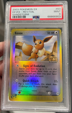 2003 Pokemon EX Sandstorm Eevee Reverse Holo Foil PSA 9 MINT - Image 2