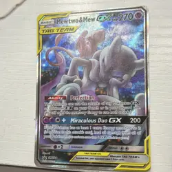 Pokemon Mewtwo & Mew GX TAG TEAM Full Art Promo Holo Card SM191 - Image 1