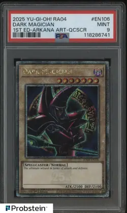 2025 Yu-Gi-Oh! Ra04 1st Ed. Arkana Art-QCSCR #EN106 Dark Magician PSA 9 MINT - Image 1