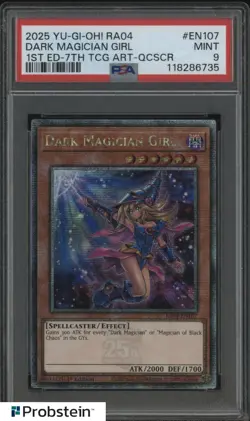 2025 Yu-Gi-Oh! RA04 1st Ed. 7th TCG ART-QCSCR-#EN107 Dark Magician Girl PSA 9 - Image 1