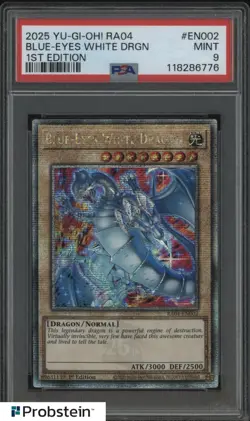 2025 Yu-Gi-Oh! RA04 1st Edition #EN002 Blue Eyes White Dragon PSA 9 MINT - Image 1