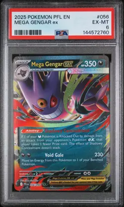 2025 POKEMON PFL EN-PHANTASMAL FLAMES #056 MEGA GENGAR EX PSA 6 - Image 1
