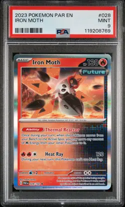 2023 POKEMON PAR EN-PARADOX RIFT #028 IRON MOTH PSA 9 - Image 1