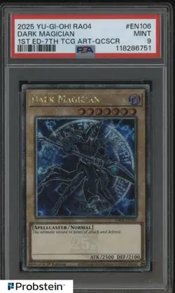 2025 Yu-Gi-Oh! RA04 1st Ed. 7th ART-QCSCR #EN106 Dark Magician PSA 9 MINT - Image 1