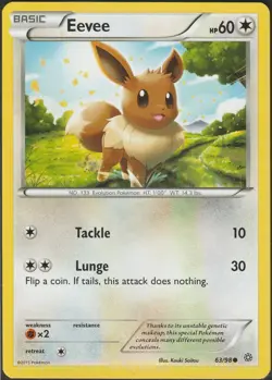 Pokemon XY Ancient Origins - Eevee - 63/98 - Non Holo Common - NM - FREE SHIP - Image 1