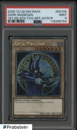 2025 Yu-Gi-Oh! RA04 1st Ed. 9th TCG ART-QCSCR #EN106 Dark Magician PSA 9 MINT - Image 1